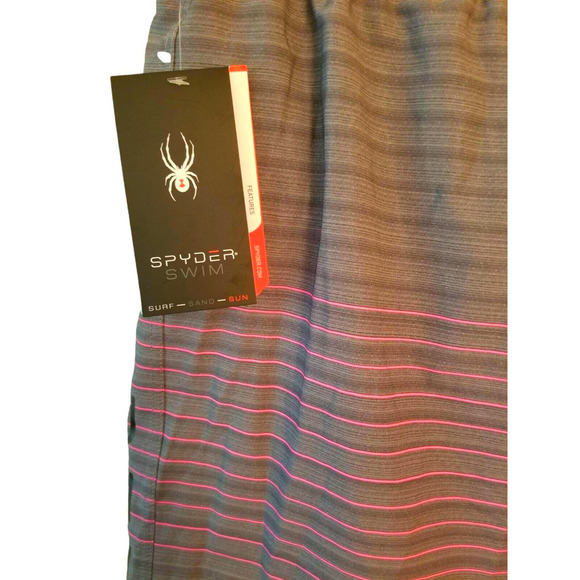 Spyder Swim‎ Adult Men's Shorts Size XL 36, 8.5 in Gray Pink Lined Trunks NWT - Picture 7 of 8